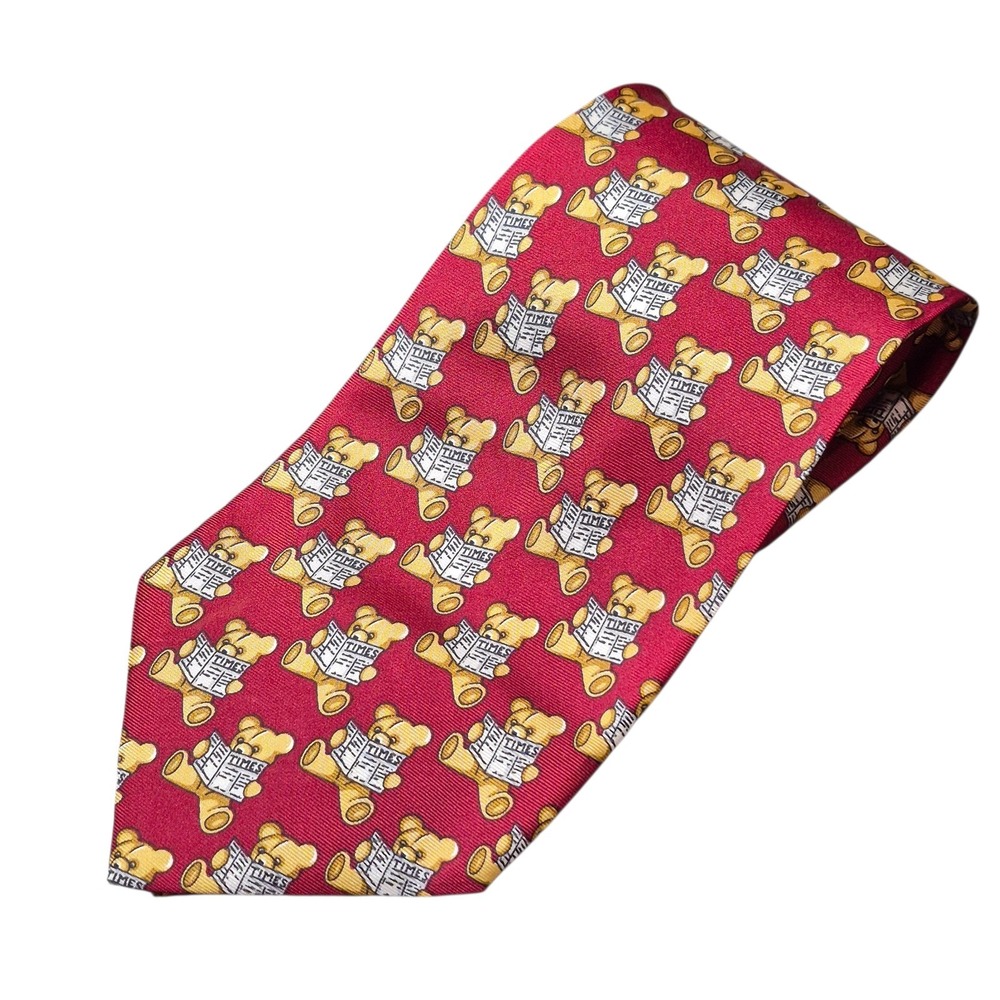 Paolo Designed by Paolo‎ Gucci Men's Teddy Bear Times Silk Tie 60" Vintage